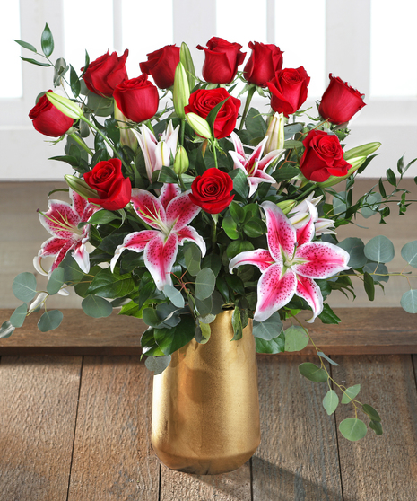 Red Roses & Stargazer Lilies