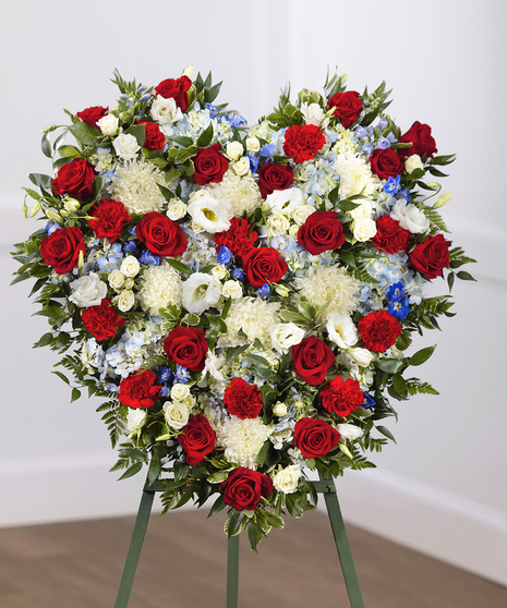 Elegant Funeral Flowers | Patriot Heart Sympathy Standing Spray by ...